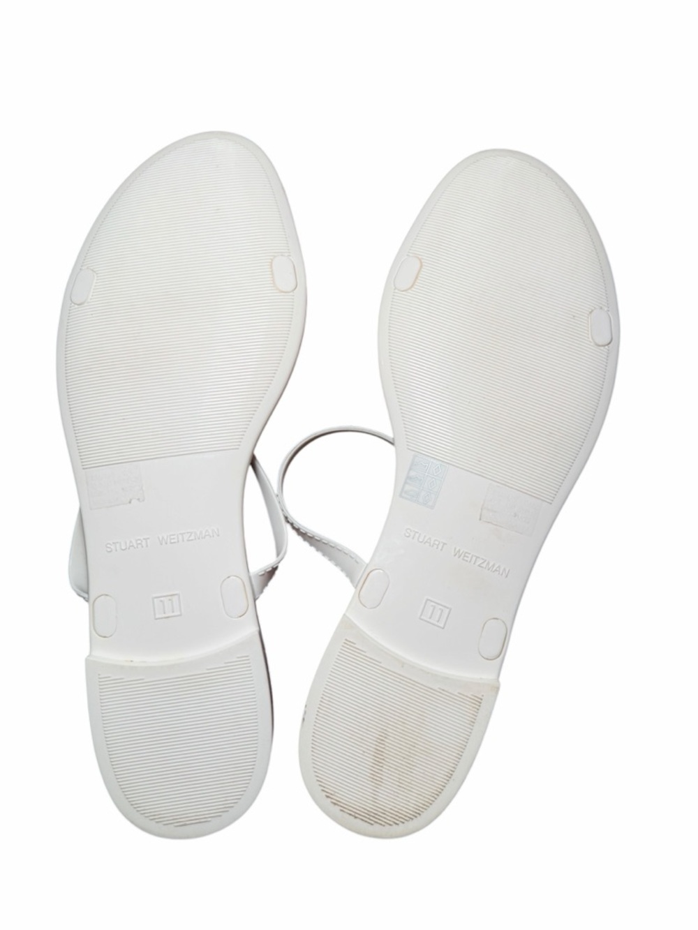 Stuart Weitzman Sawyer Jelly Sandals Sz 11 White Minimal Strappy Flat Slide - Picture 10 of 11